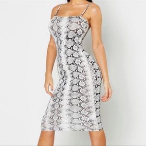 Boohoo snake print midi dress